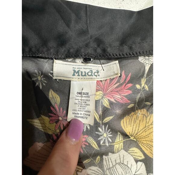 Mudd Kimono Black Floral Sheer Satin Trim One Size Dark Romantic Whimsygoth Boho - Picture 4 of 6